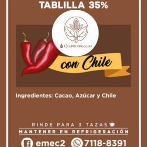 Tablilla de Cacao 35% con Chile – 100 g