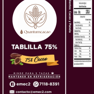 Tablilla de Cacao Intenso 75% – 100g